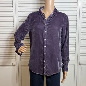 CP Shades Rayon & Silk Velvet Purple Color Shirt XS